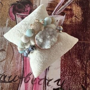 Gemstone Beaded Bracelet Set with Crystal Accent